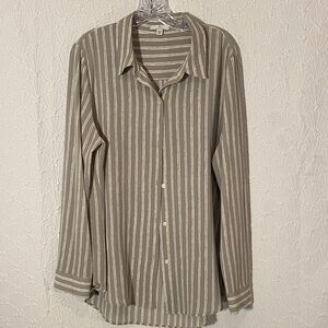 Halston Heritage Cotton Blend Gray in Cream Striped Studio 54 Glamour Era Luxury